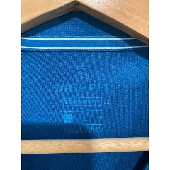 Nike Dry Fit Standard fit V neck blue & white short sleeve jersey men's size L - Picture 2 of 4